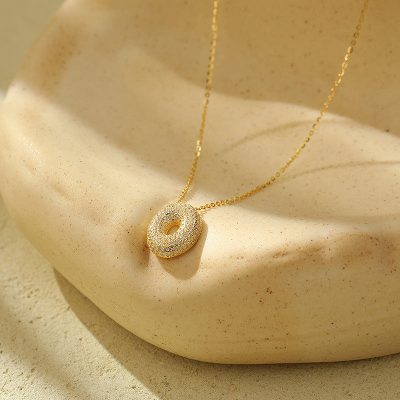 Sterling Silver 26 Bubble Diamond Letter Necklace - Bodycouturee