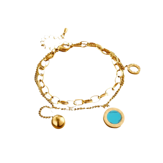Gold Double Layer Bracelet Bangle Chain - Bodycouturee