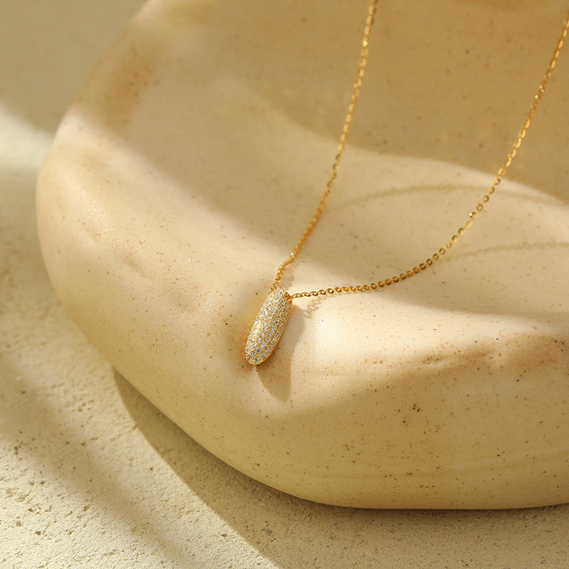 Sterling Silver 26 Bubble Diamond Letter Necklace - Bodycouturee