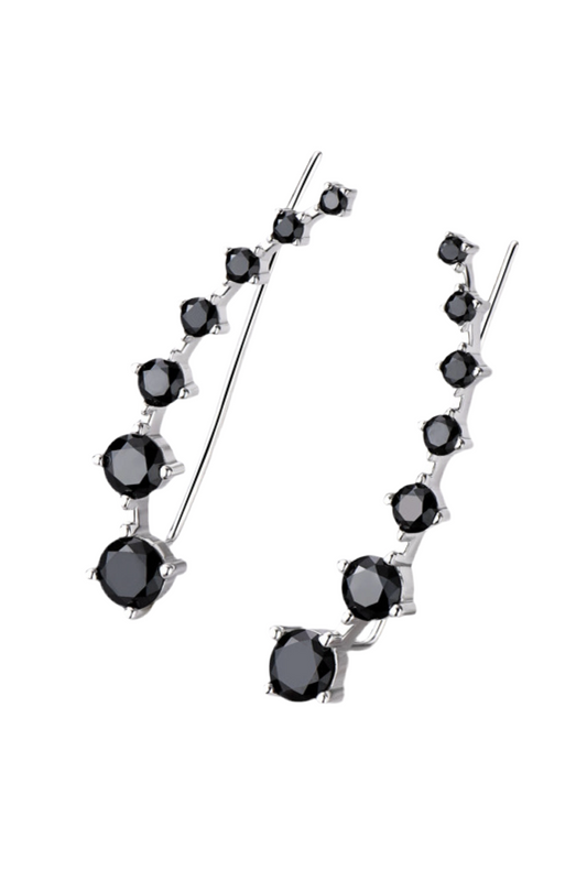 S925 Sterling Silver Black Onyx Moissanite Earrings