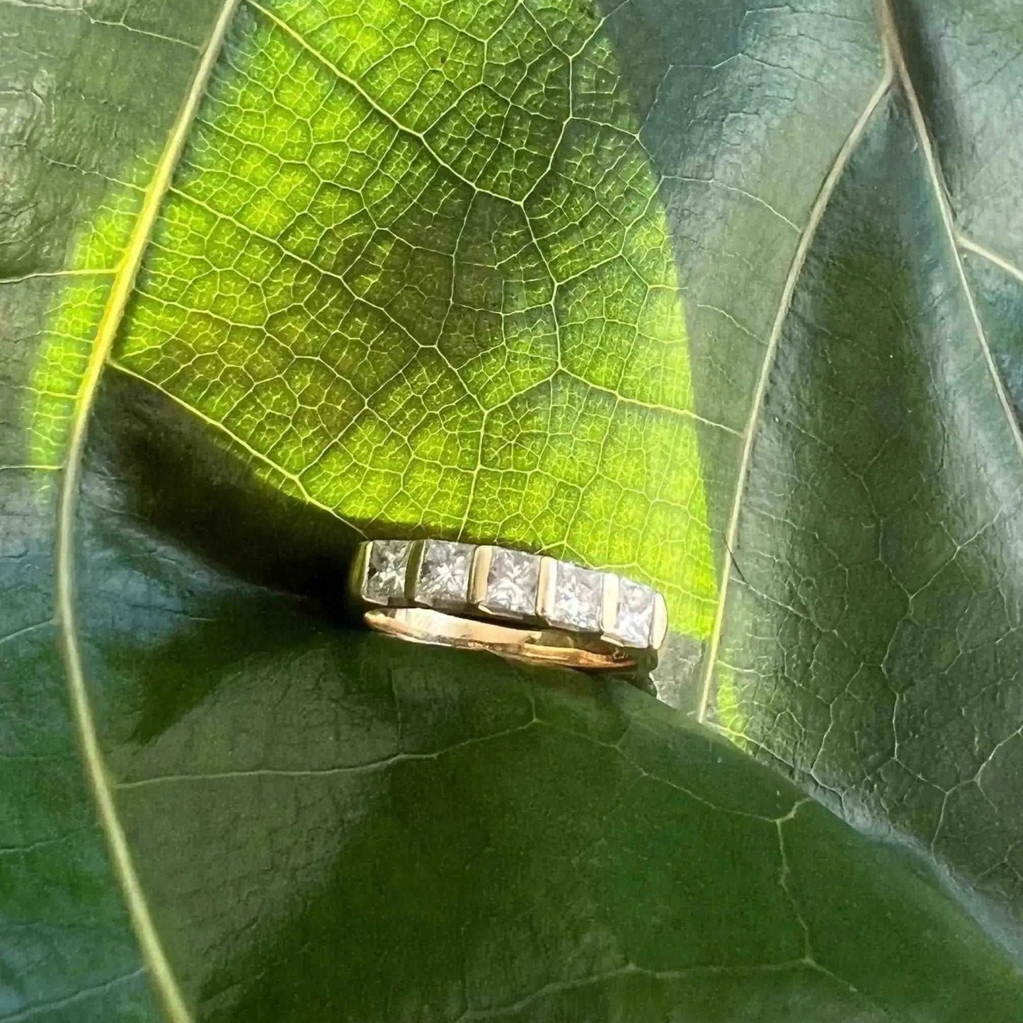 Princess Cut 5 Stone White Gold Diamond Ring - Bodycouturee