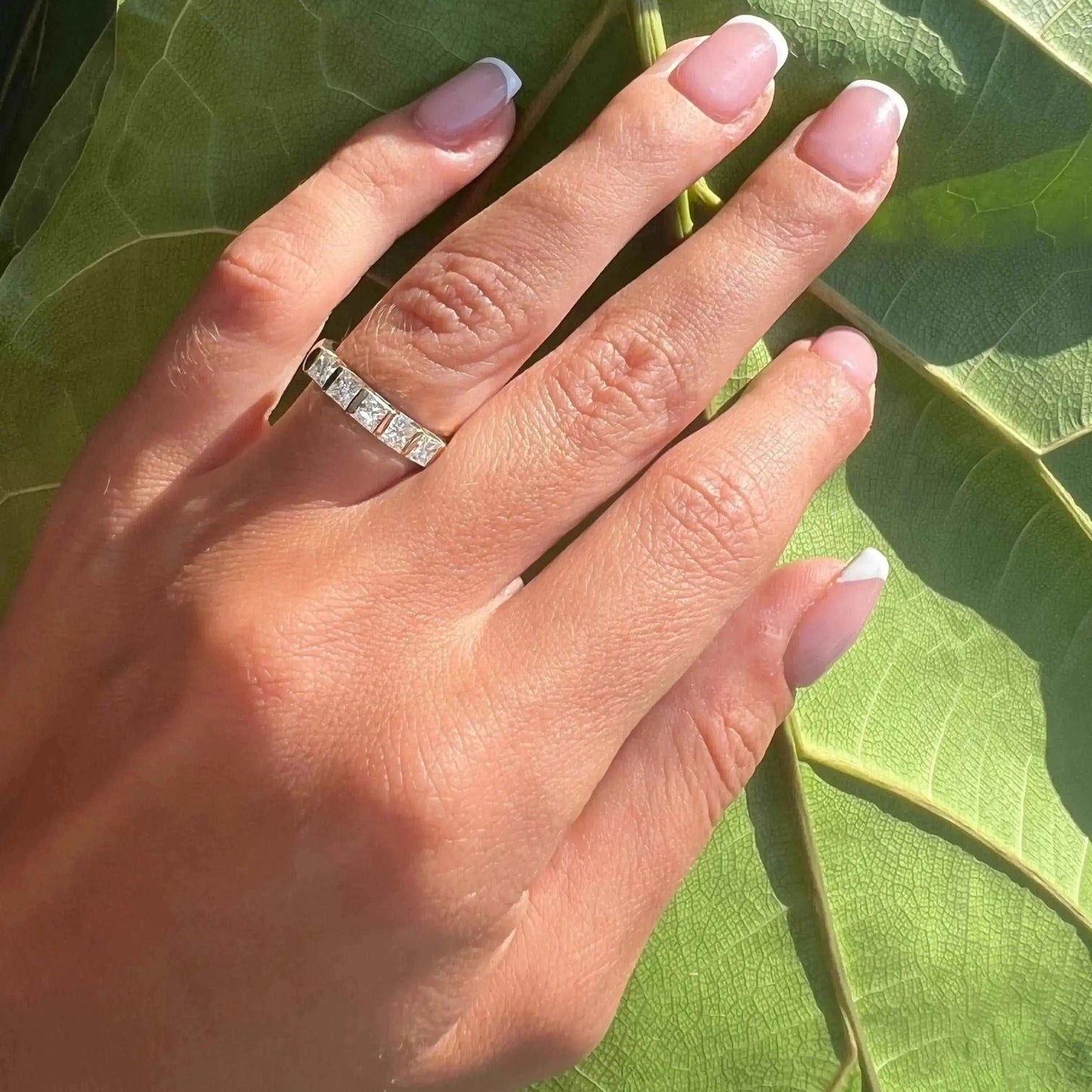 Princess Cut 5 Stone White Gold Diamond Ring - Bodycouturee