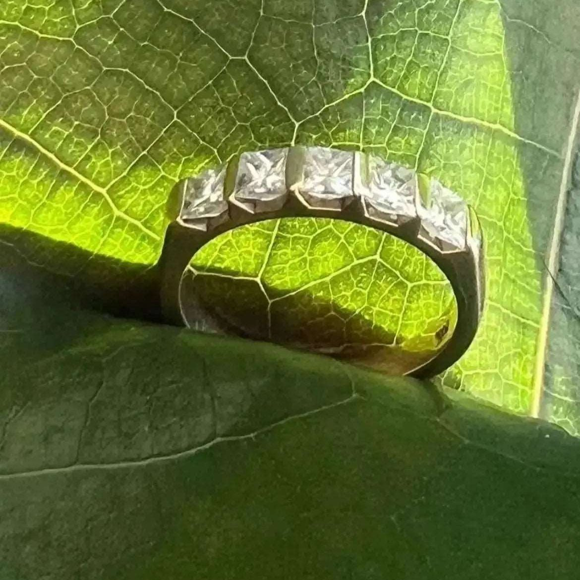 Princess Cut 5 Stone White Gold Diamond Ring - Bodycouturee