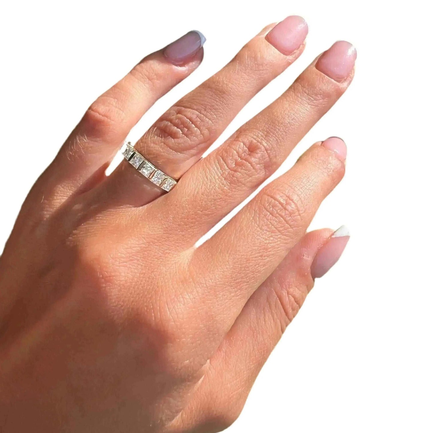 Princess Cut 5 Stone White Gold Diamond Ring - Bodycouturee