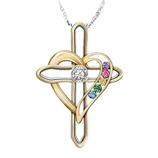 Cross Love Colorful Gemstone Pendant Chain - BodycoutureeNecklaceCJ dropshippingBodycoutureeCJLX132946201AZCJLX132946201AZCross love1PCCross Love Colorful Gemstone Pendant Chain Body Couturee & Co