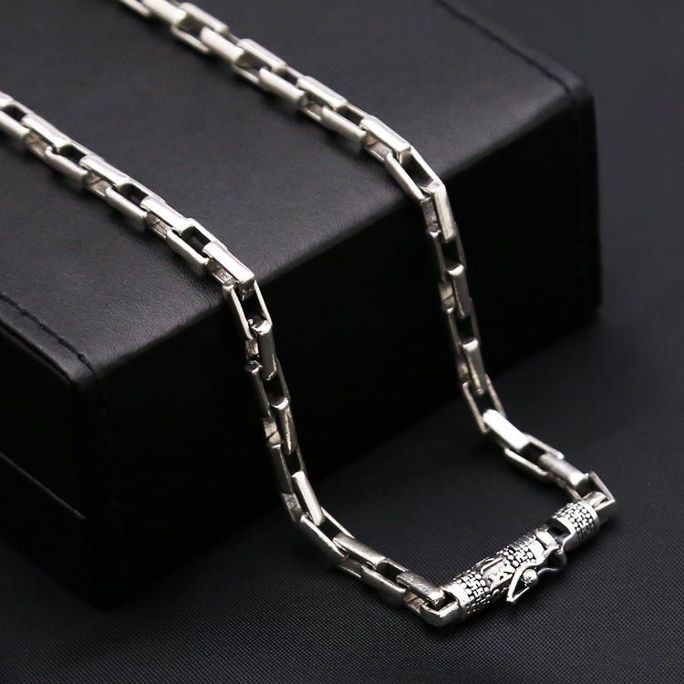 S925 Pure Thai Silver Hoop Retaining Ring Vintage Men's Box Chain Coarse Ore Necklace - BodycoutureeJewelryCJ dropshippingBodycoutureeCJLX183417502BYCJLX183417502BY55cm925 SilverS925 Pure Thai Silver Hoop Retaining Ring Vintage Men's Box Chain Coarse Ore Necklace - Bodycouturee
