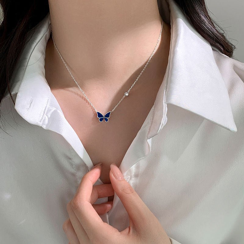 S925 Silver Color - change Butterfly Necklace - BodycoutureeNecklaceCJ dropshippingBodycoutureeCJLX1803993 - White sliverCJLX1803993 - White sliverWhite sliverS925 Silver Color - change Butterfly Necklace - Bodycouturee
