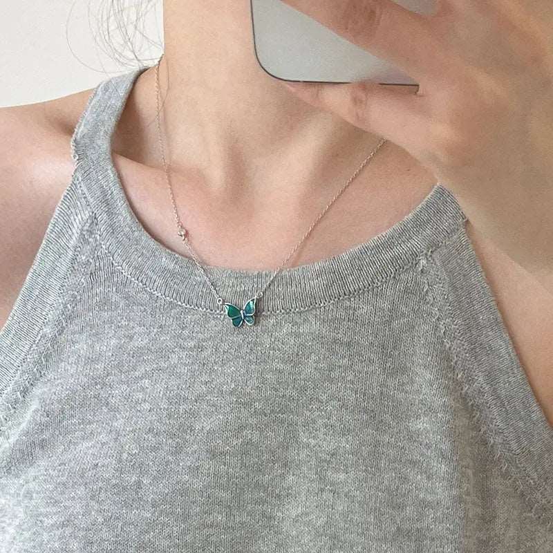 S925 Silver Color - change Butterfly Necklace - BodycoutureeNecklaceCJ dropshippingBodycoutureeCJLX1803993 - White sliverCJLX1803993 - White sliverWhite sliverS925 Sliver Color - change Butterfly Necklace - Bodycouturee