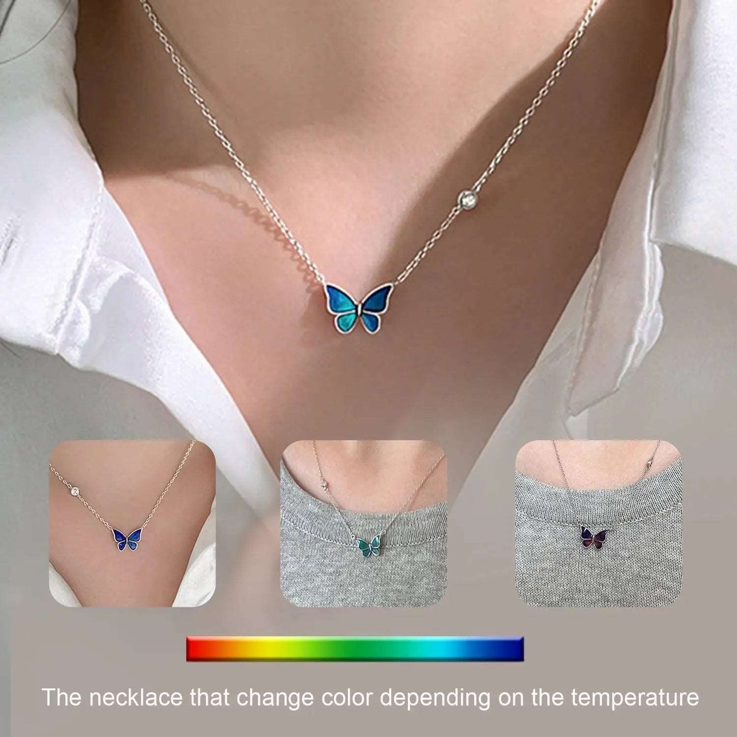 S925 Silver Color - change Butterfly Necklace - BodycoutureeNecklaceCJ dropshippingBodycoutureeCJLX1803993 - White sliverCJLX1803993 - White sliverWhite sliverS925 Sliver Color - change Butterfly Necklace - Bodycouturee