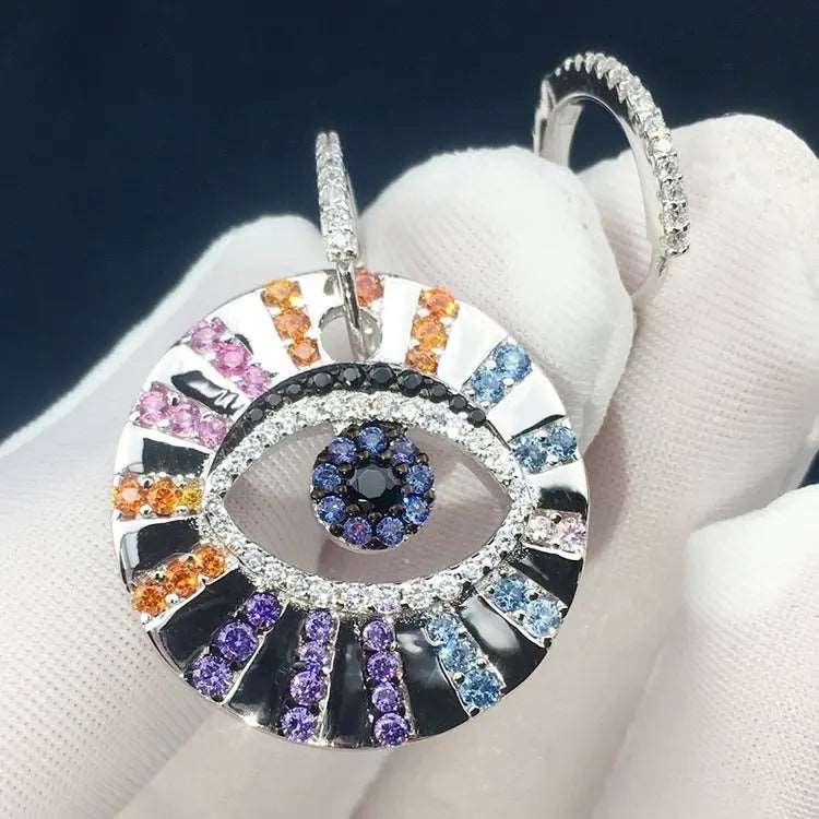 s925 Sterling Silver Colorful Diamonds Evil Eye Earrings - BodycoutureeEarringsCJ dropshippingBodycoutureeCJZBLXLX05147 - White goldCJZBLXLX05147 - White goldWhite golds925 Sterling Silver Colorful Diamonds Evil Eye Earrings - Bodycouturee
