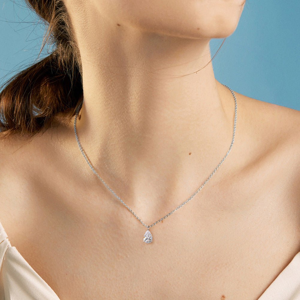 S925 Sterling Silver Drop - shaped Diamond Necklace - BodycoutureeNecklaceCJ dropshippingBodycoutureeCJSL211742601AZCJSL211742601AZWhite925 SilverS925 Sterling Silver Drop - shaped Diamond Necklace - Bodycouturee