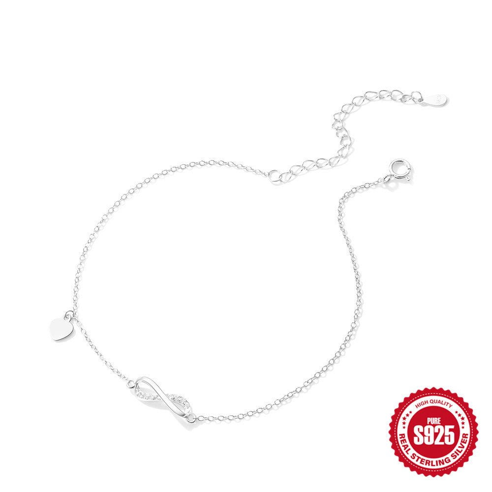 s925 Sterling Silver Simple Infinite Symbol 8 - word Diamond Love Anklet - BodycoutureeJewelryCJ dropshippingBodycoutureeCJYD207099101AZCJYD207099101AZSilver Plated925 Silvers925 Sterling Silver Simple Infinite Symbol 8 - word Diamond Love Anklet - Bodycouturee