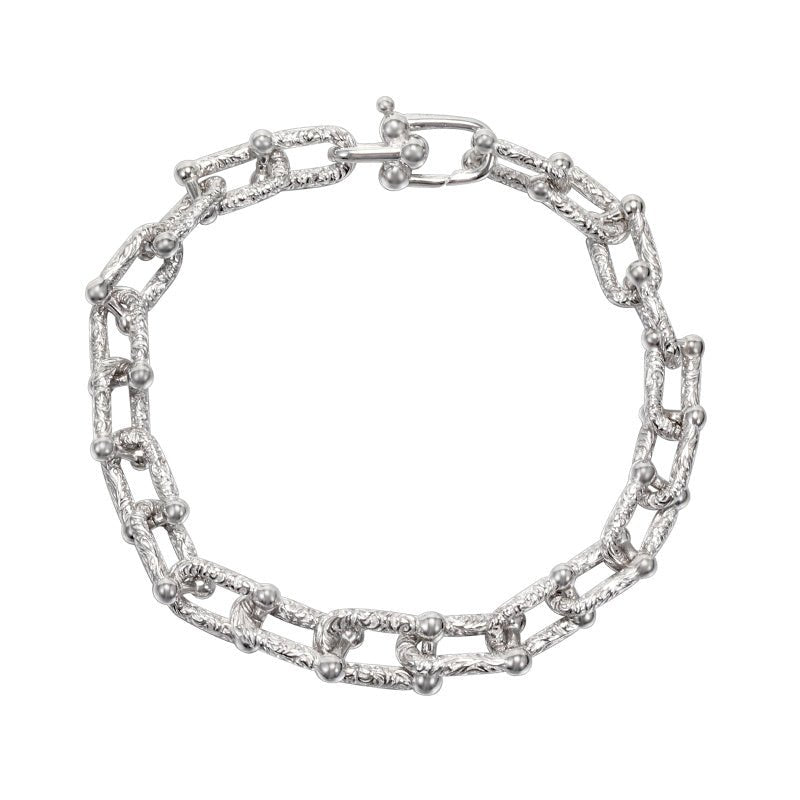 S925 Sterling Silver Textured U - shaped Bracelet - BodycoutureeBraceletCJ dropshippingBodycoutureeCJSL206791701AZCJSL206791701AZ18cmS925 Sterling Silver Textured U - shaped Diamond Bracelet - Bodycouturee