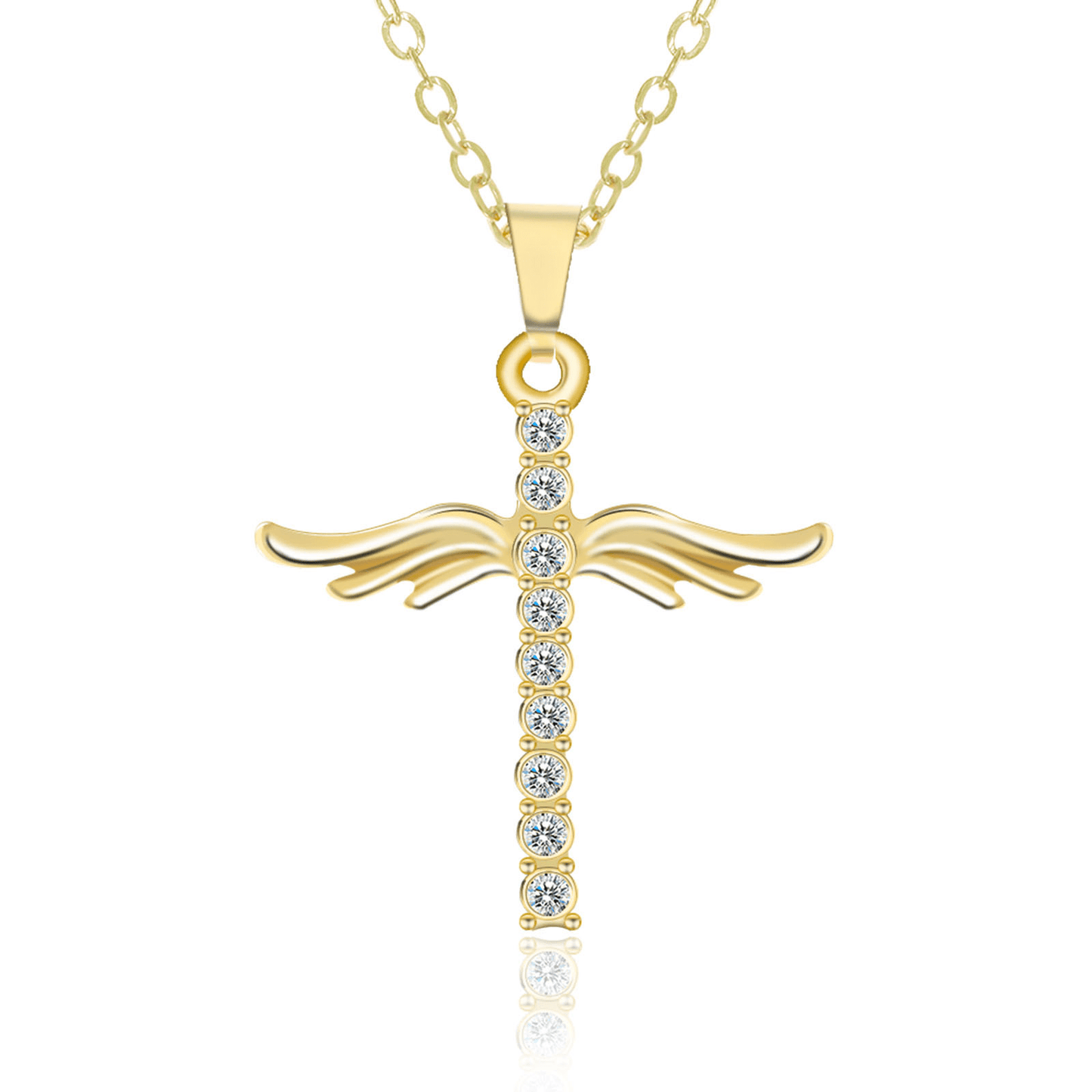 Simple Cross Diamond Angel Wings Pendant - BodycoutureeNecklaceCJ dropshippingBodycoutureeCJLX123996401AZCJLX123996401AZGold1PCSimple Cross Diamond Angel Wings Pendant - Bodycouturee