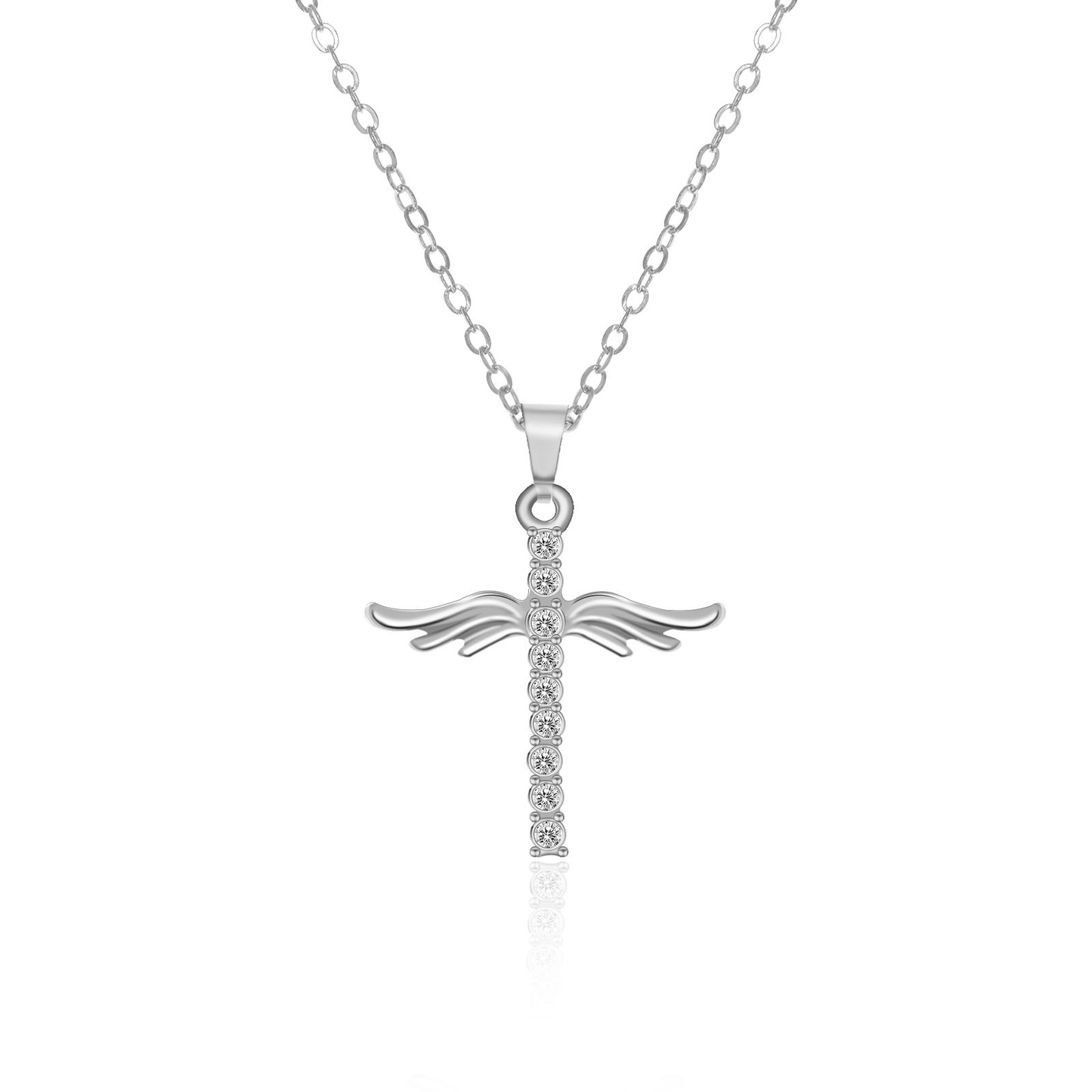 Simple Cross Diamond Angel Wings Pendant - BodycoutureeNecklaceCJ dropshippingBodycoutureeCJLX123996402BYCJLX123996402BYSilver1PCSimple Cross Diamond Angel Wings Pendant - Bodycouturee