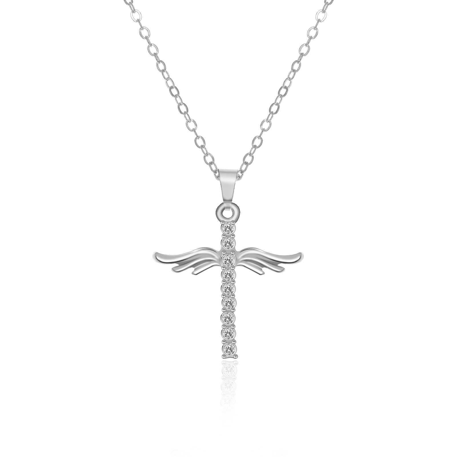 Simple Cross Diamond Angel Wings Pendant - BodycoutureeNecklaceCJ dropshippingBodycoutureeCJLX123996402BYCJLX123996402BYSilver1PCSimple Cross Diamond Angel Wings Pendant - Bodycouturee