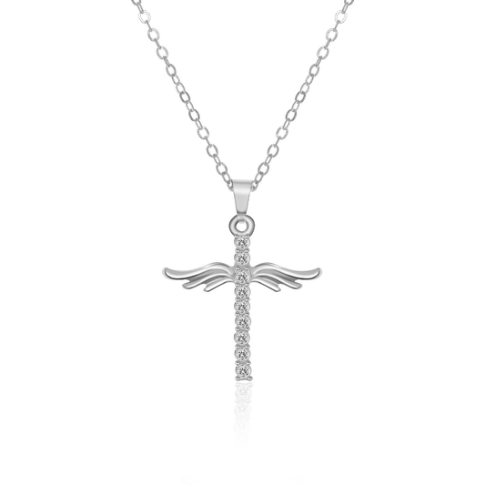 Simple Cross Diamond Angel Wings Pendant - BodycoutureeNecklaceCJ dropshippingBodycoutureeCJLX123996402BYCJLX123996402BYSilver1PCSimple Cross Diamond Angel Wings Pendant - Bodycouturee