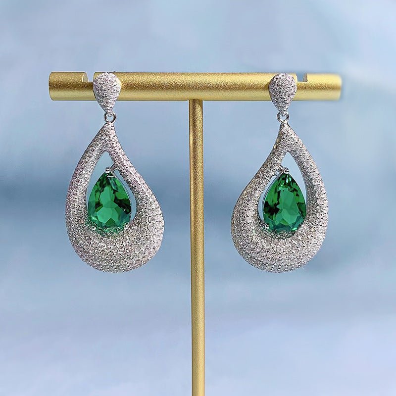 Sterling Silver 925 Emerald Teardrop Stud Diamond Earrings - BodycoutureeEarringsBodycouturee&CoBodycoutureeCJST177485301AZCJST177485301AZSterling Silver 925 Emerald Teardrop Stud Diamond Earrings - Bodycouturee
