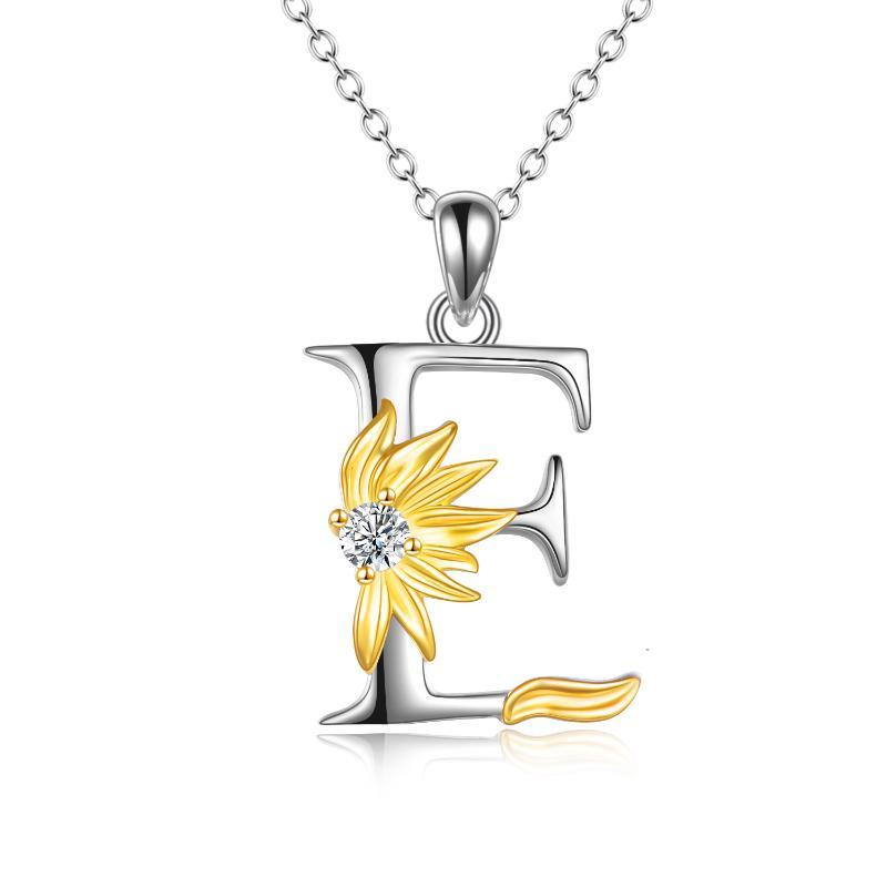 Sterling Silver Initial Alphabet Sunflower Letter Script Name Pendant Necklace - BodycoutureeJewelryCJ dropshippingBodycoutureeCJJE1863876 - ECJJE1863876 - EESterling Silver Initial Alphabet Sunflower Letter Script Name Pendant Necklace - Bodycouturee