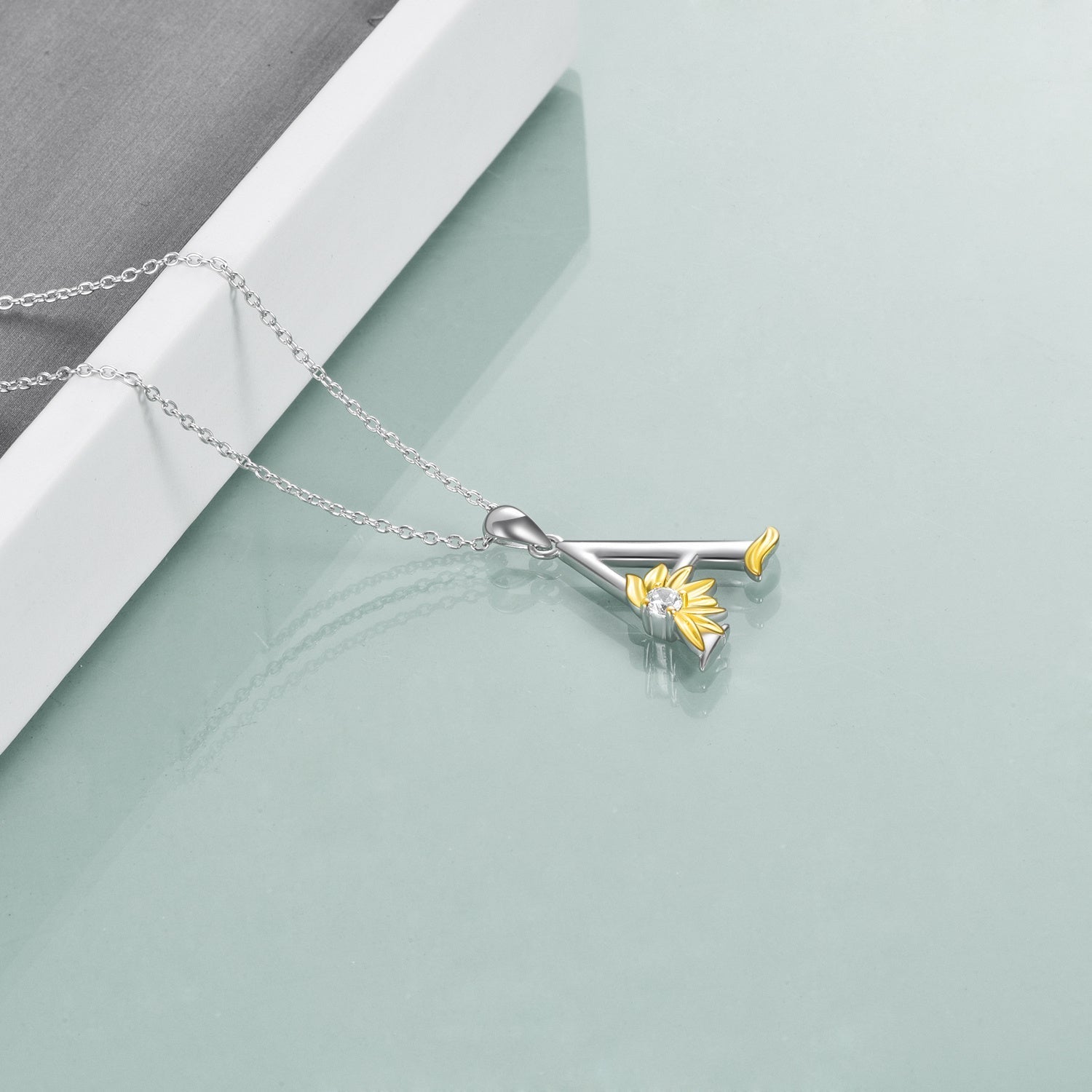 Sterling Silver Initial Alphabet Sunflower Letter Script Name Pendant Necklace - BodycoutureeJewelryCJ dropshippingBodycoutureeCJJE1863876 - ACJJE1863876 - AASterling Silver Initial Alphabet Sunflower Letter Script Name Pendant Necklace - Bodycouturee