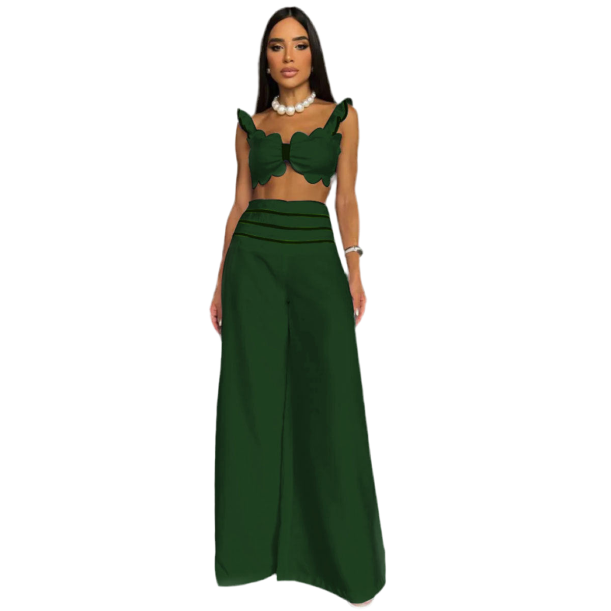 Suspenders Midriff Outfit Fashion Wide-leg Trousers Women's Suit - Bodycouturee