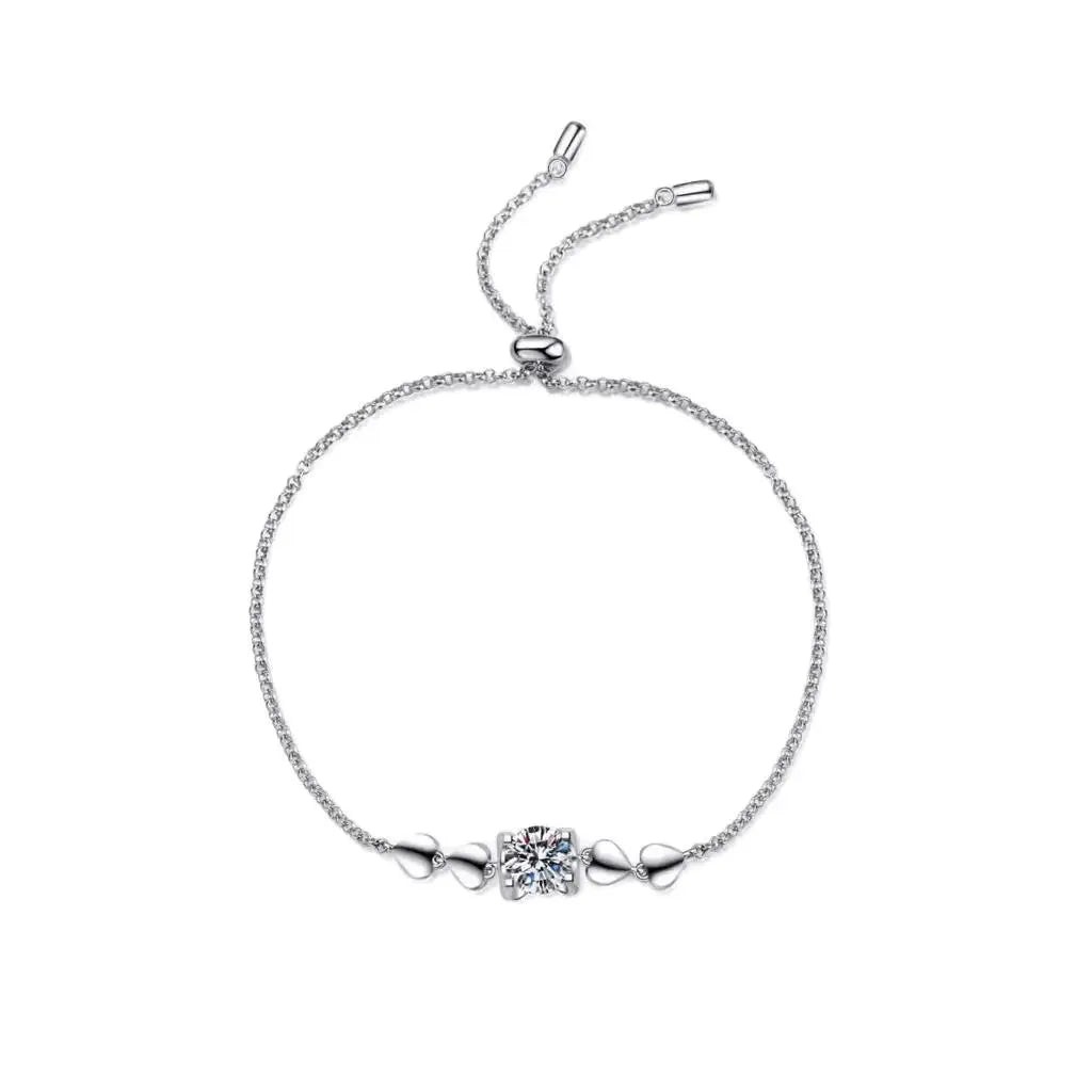 1 Carat Bangle Moissanite Diamond Heart Bracelet - Bodycouturee