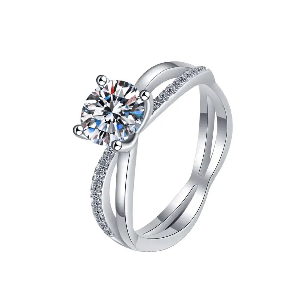 1 Carat Moissanite Crisscross Split Shank Ring Trendsi