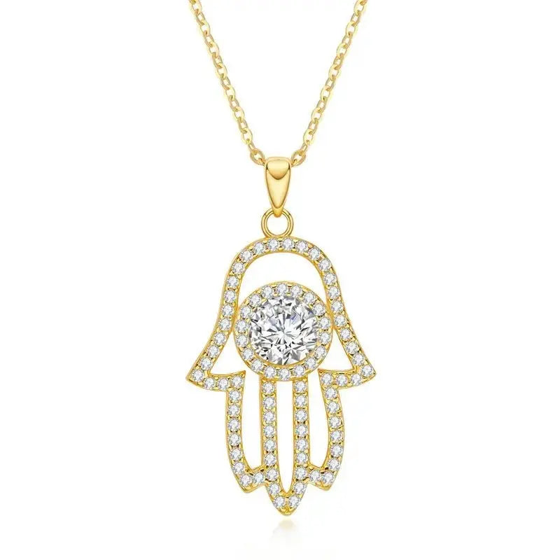 1 Carat Moissanite Hamsa Diamond Necklace Body Couturee & Co