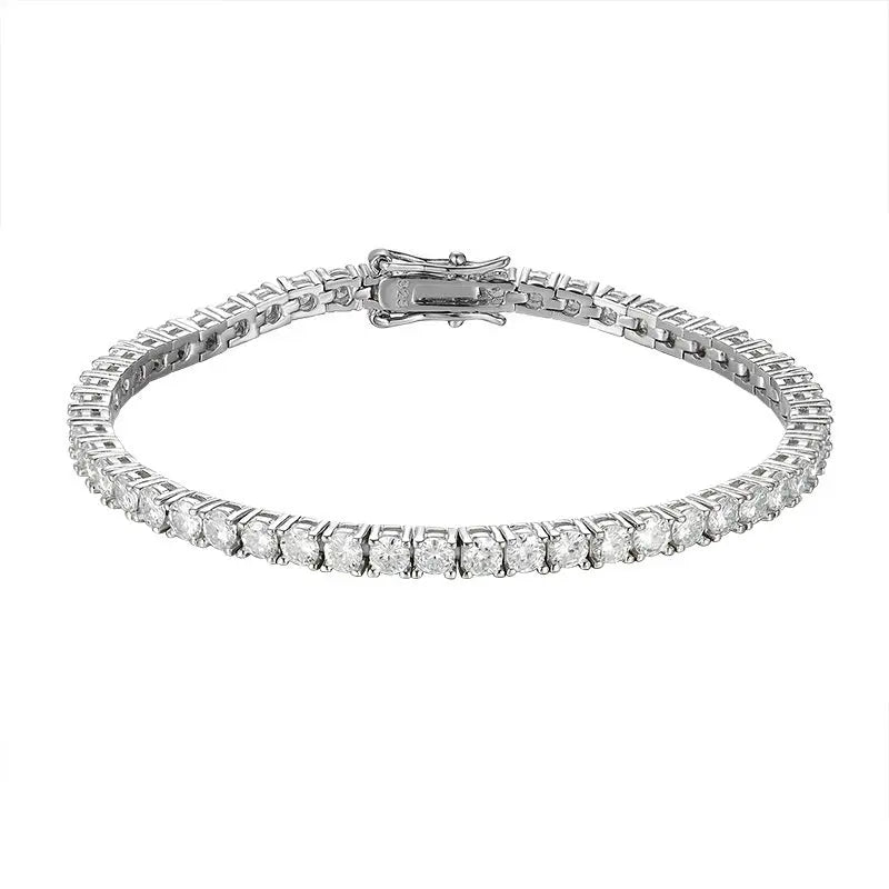 S925 White Gold Lab Grown Diamond Tennis Bracelet - Bodycouturee