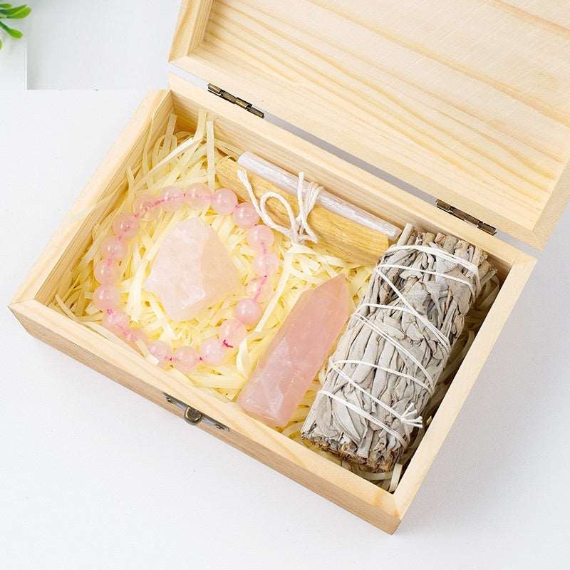 Natural Crystal Amethyst Wooden Gift Box - Bodycouturee