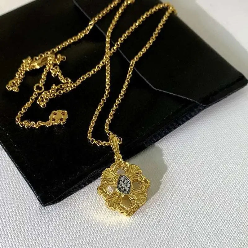 18K Gold Four Leaf Grass Necklace Body Couturee & Co