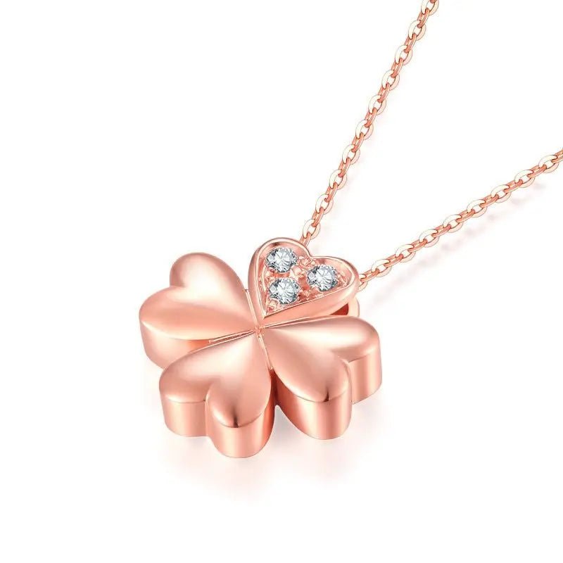 18K Gold Clover Rose Diamond Pendant Bone Chain - BodycoutureeNecklaceCJ dropshippingBodycoutureeCJZBLXLX00075 - 18k WhiteCJZBLXLX00075 - 18k White18k White18K Gold Clover Rose Diamond Pendant Bone Chain Body Couturee & Co