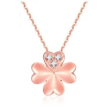 18K Gold Clover Rose Diamond Pendant Bone Chain - BodycoutureeNecklaceCJ dropshippingBodycoutureeCJZBLXLX00075 - 18k WhiteCJZBLXLX00075 - 18k White18k White18K Gold Clover Rose Diamond Pendant Bone Chain Body Couturee & Co