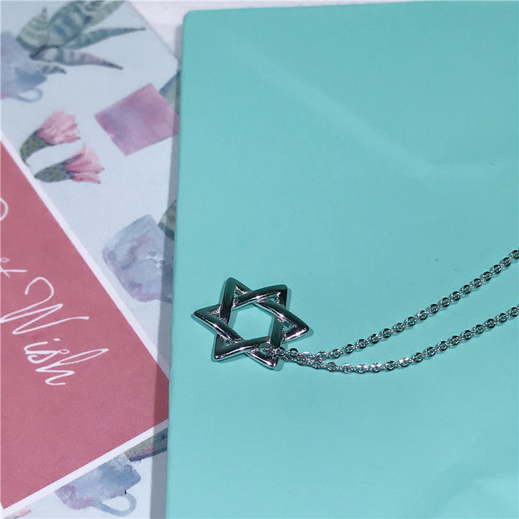 S925 Sterling Silver Hexagram Star Necklace - Bodycouturee