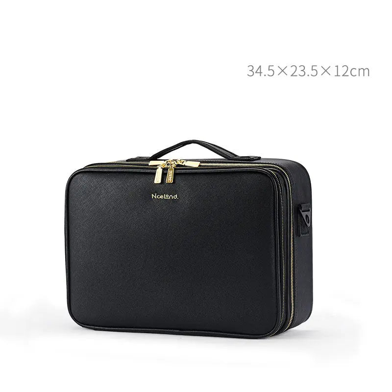 Large Capacity Leather Cosmetic Bag Portable Makeup Artist Makeup Storage Bag Body Couturee & Co