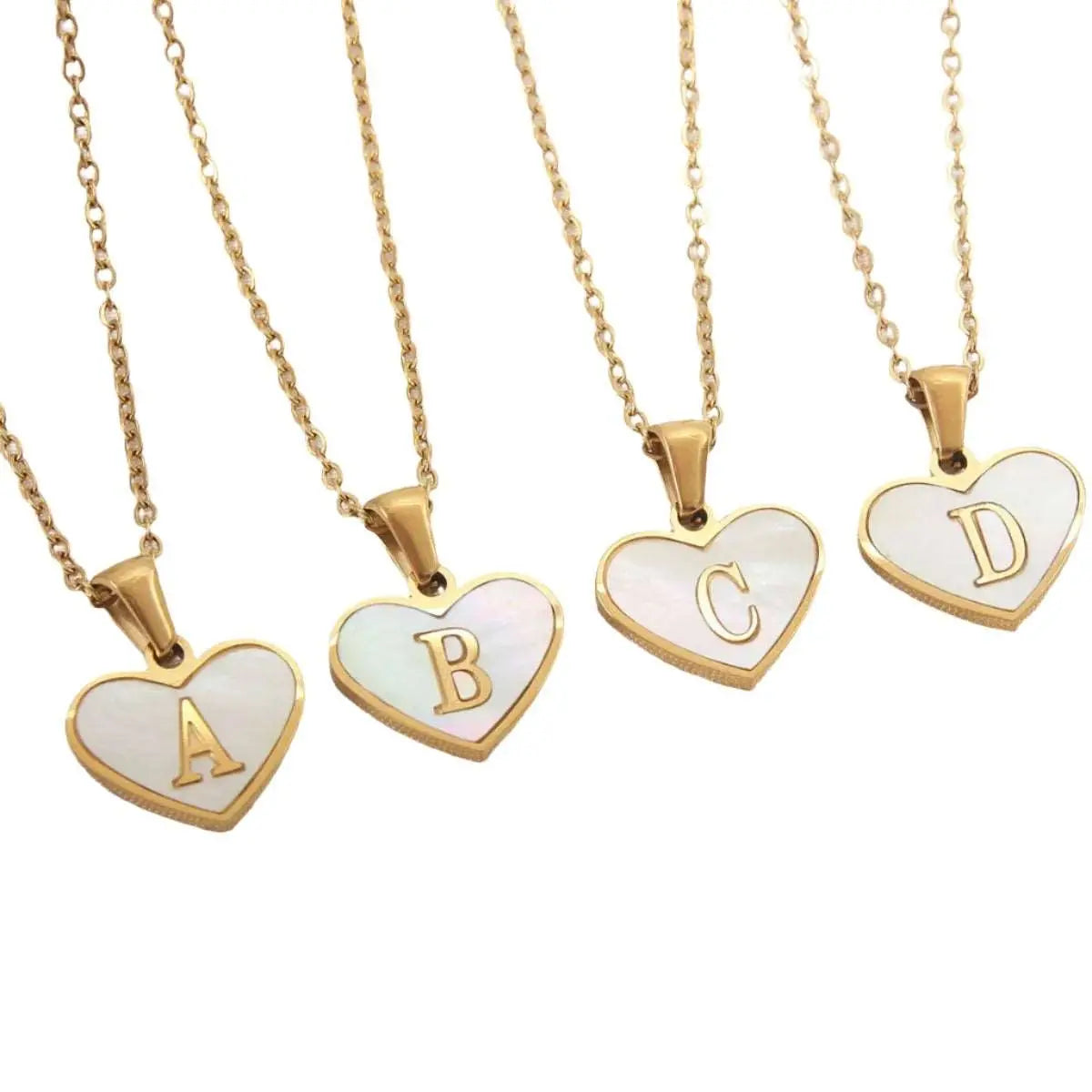 26 Gold Letter White Heart-shaped Necklace CJ dropshipping