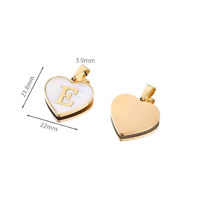 26 Gold Letter White Heart-shaped Necklace