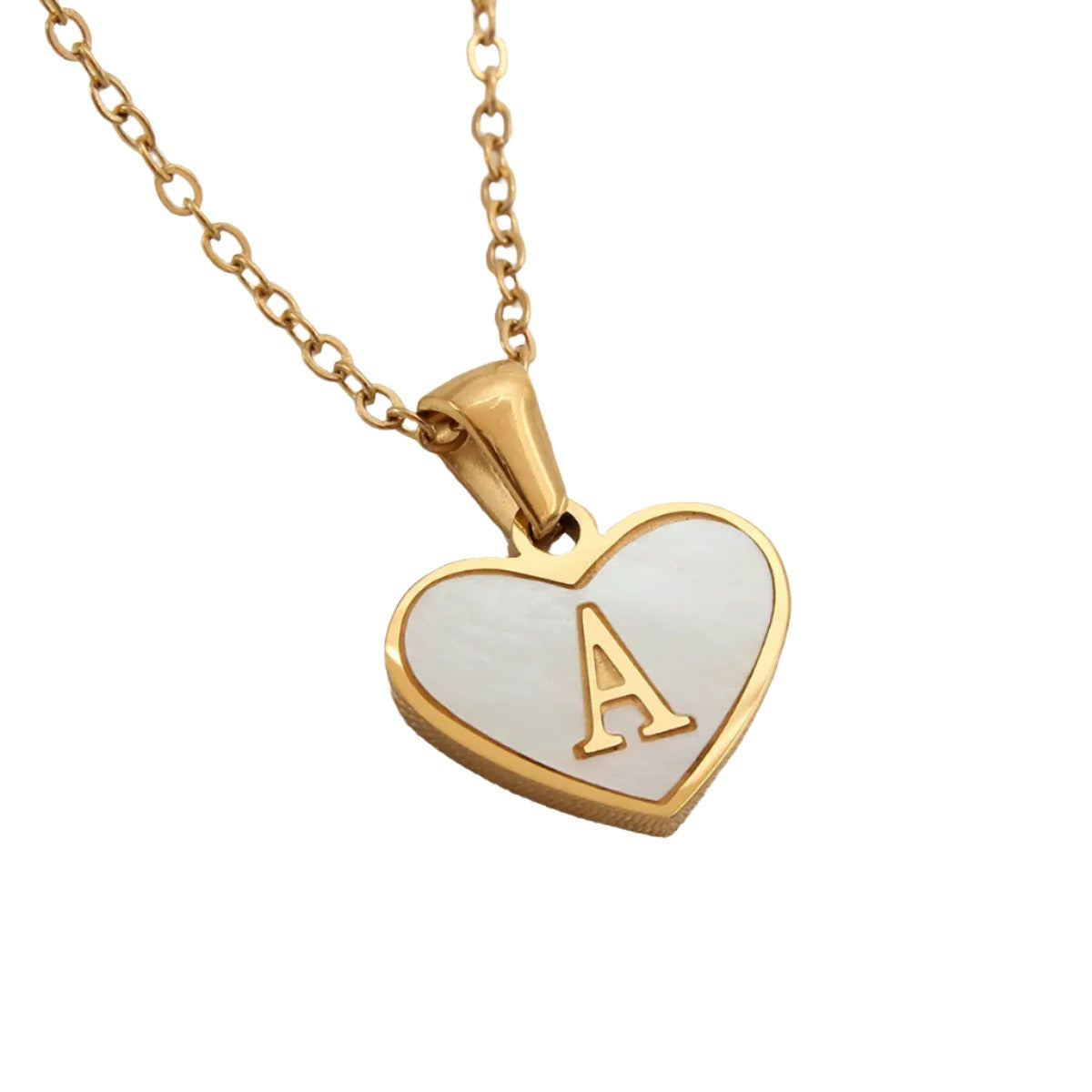 26 Gold Letter White Heart-shaped Necklace BodyCouturee & Co