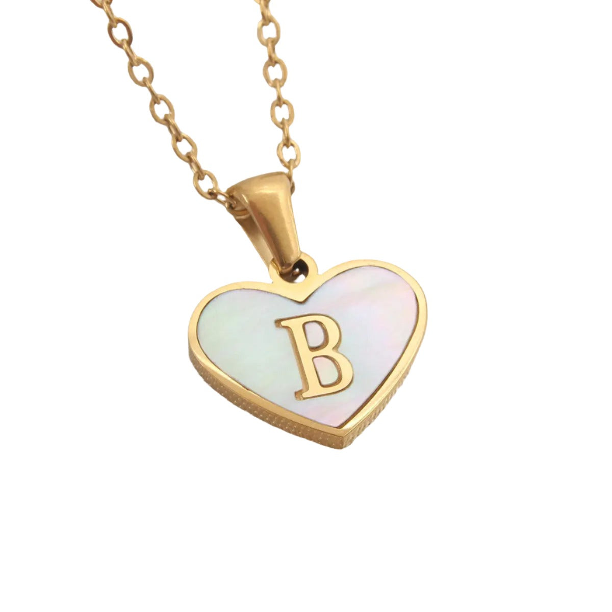 26 Gold Letter White Heart-shaped Necklace