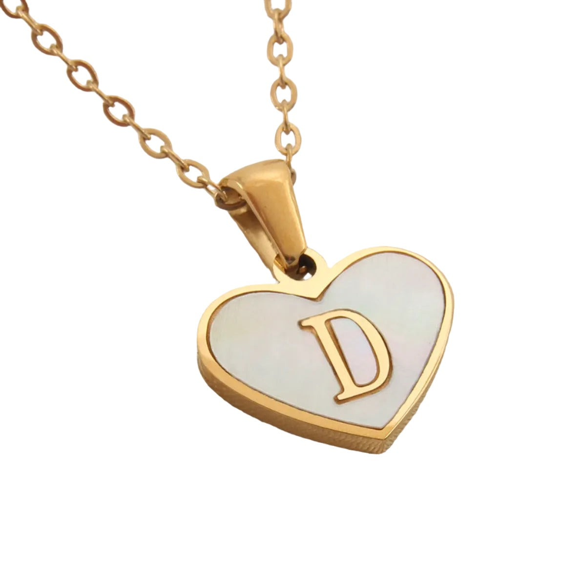 26 Gold Letter White Heart-shaped Necklace