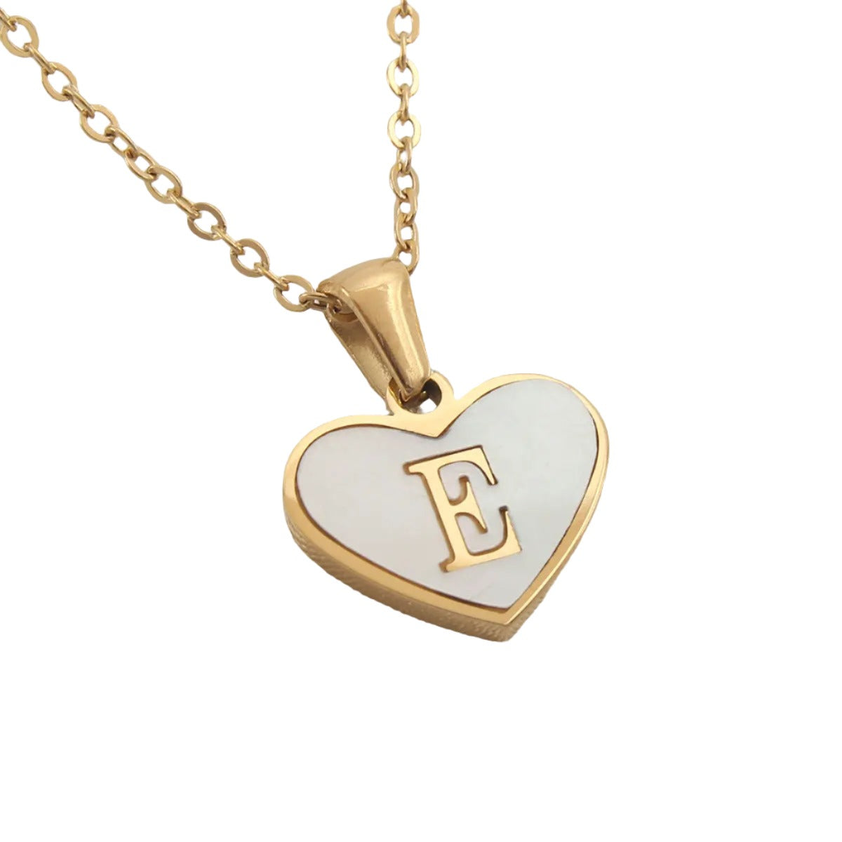 26 Gold Letter White Heart-shaped Necklace