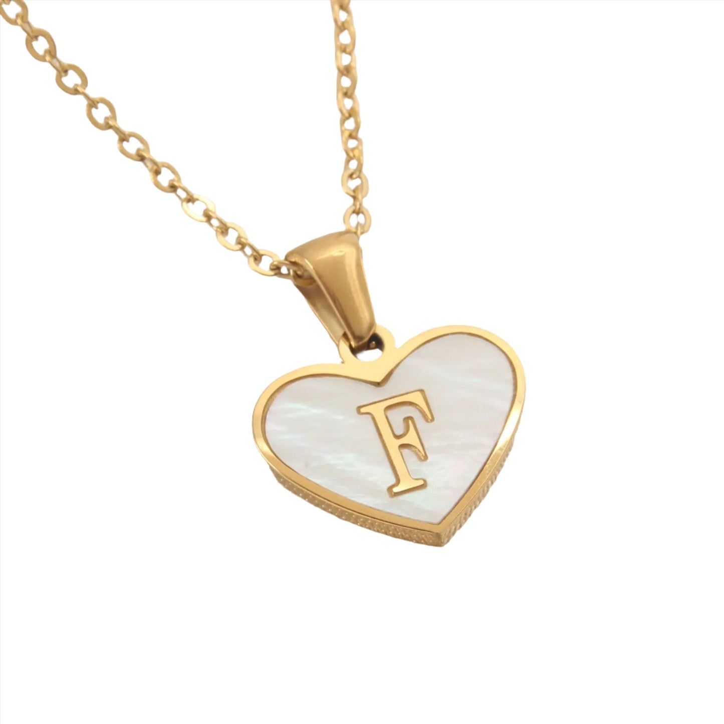 26 Gold Letter White Heart-shaped Necklace