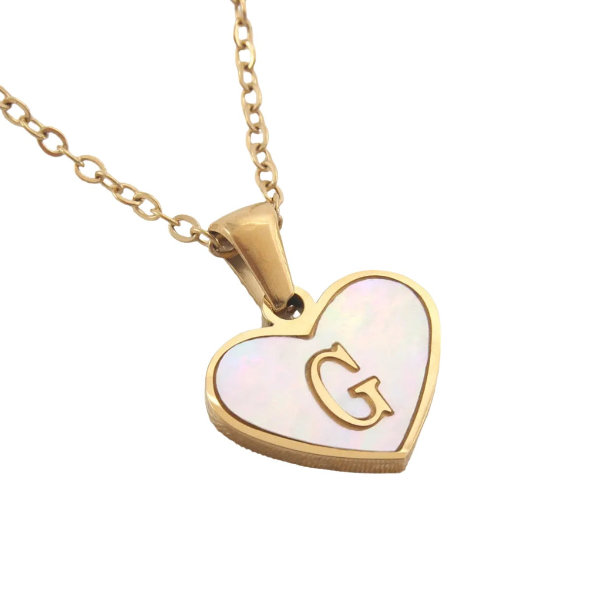 26 Gold Letter White Heart-shaped Necklace