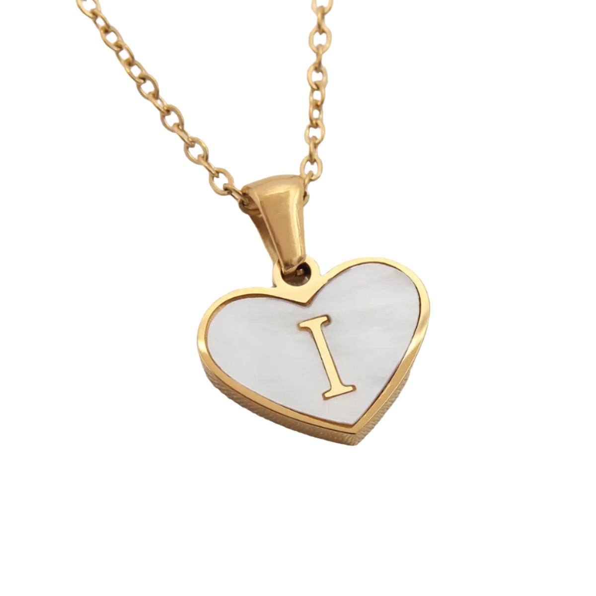 26 Gold Letter White Heart-shaped Necklace