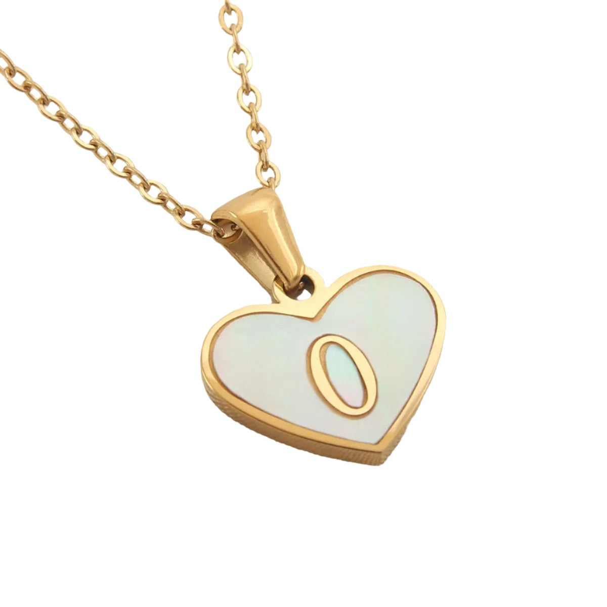 26 Gold Letter White Heart-shaped Necklace