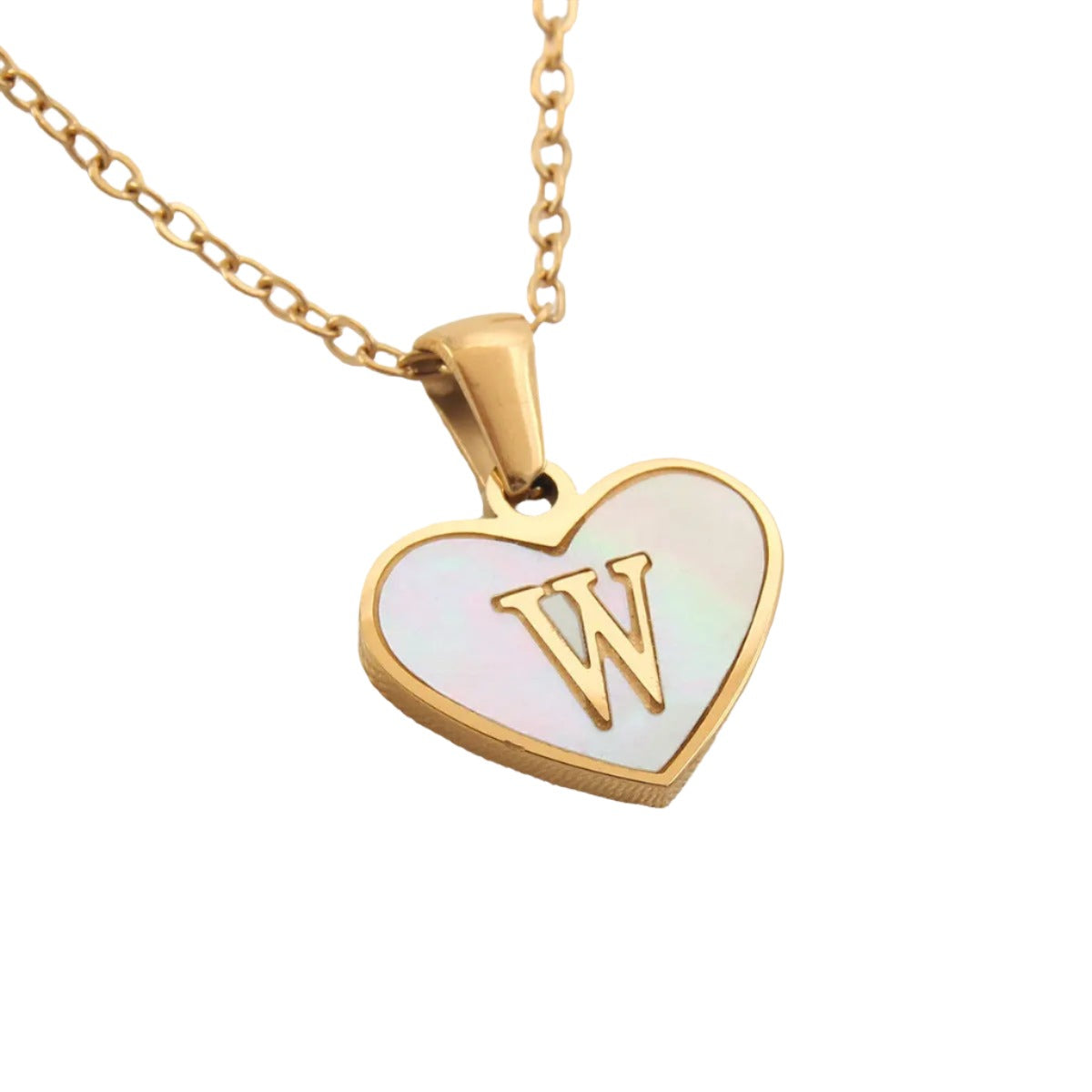 26 Gold Letter White Heart-shaped Necklace