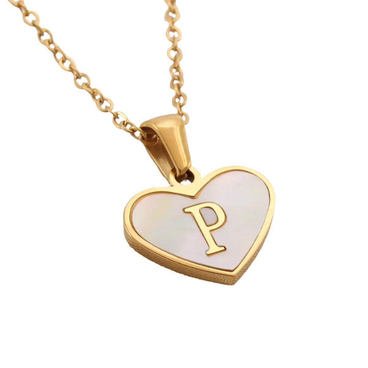 26 Gold Letter White Heart - Shaped Necklace - BodycoutureeNecklaceCJ dropshippingBodycoutureeCJLX191406516PKCJLX191406516PKP26 Gold Letter White Heart - shaped Necklace