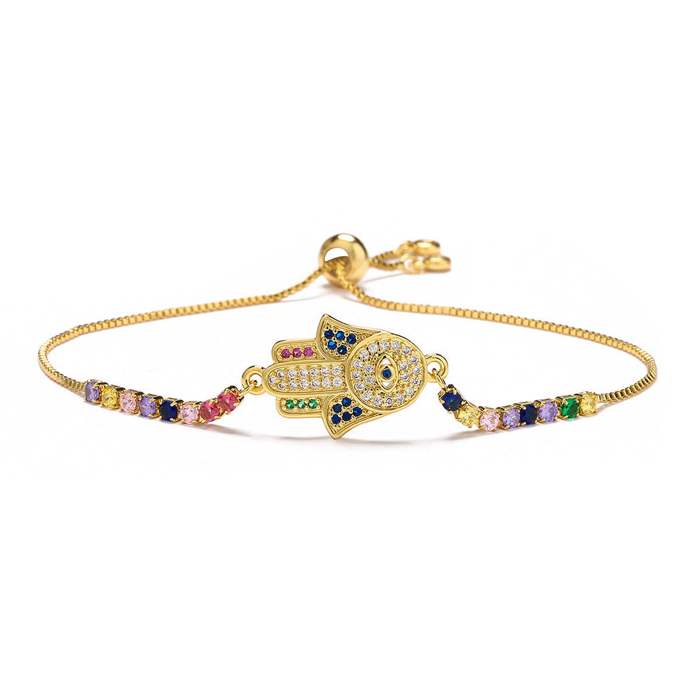 Gold Fatima Hand Charm Bracelet - Bodycouturee