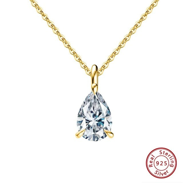 S925 Sterling Silver Drop-shaped Diamond Necklace - Bodycouturee