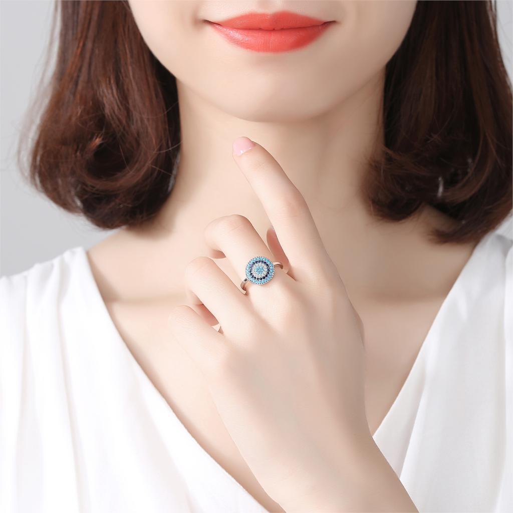 s925 Sterling Silver Evil Eye Diamond Ring - Bodycouturee